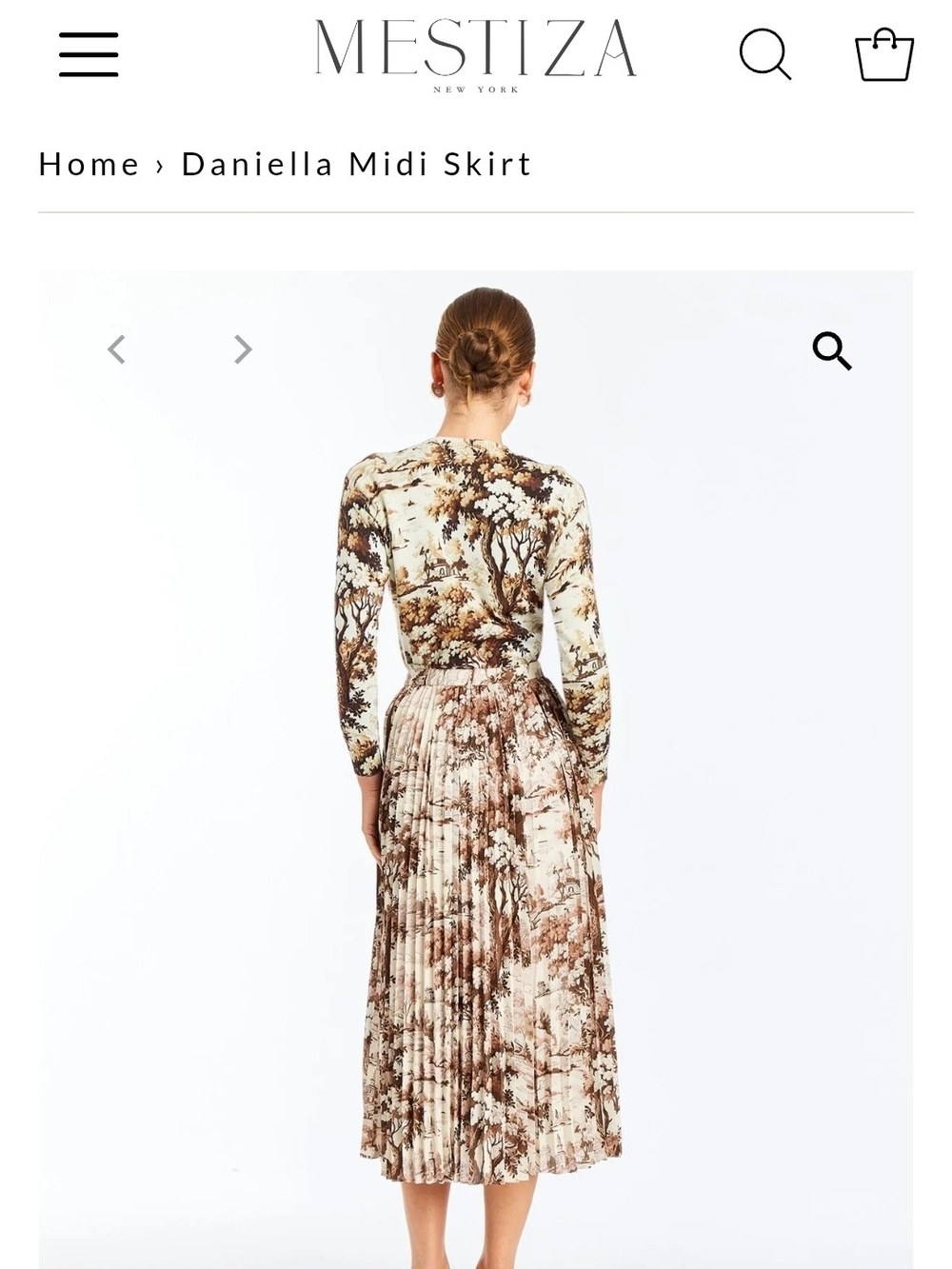 Mestiza Daniella Floral Midi Skirt in Brown Cream - Picture 4 of 10